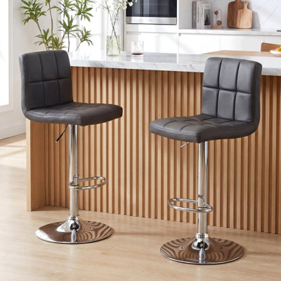 Kristopher Swivel Yes Faux Leather Yes Bar Stool with Iron Frame
