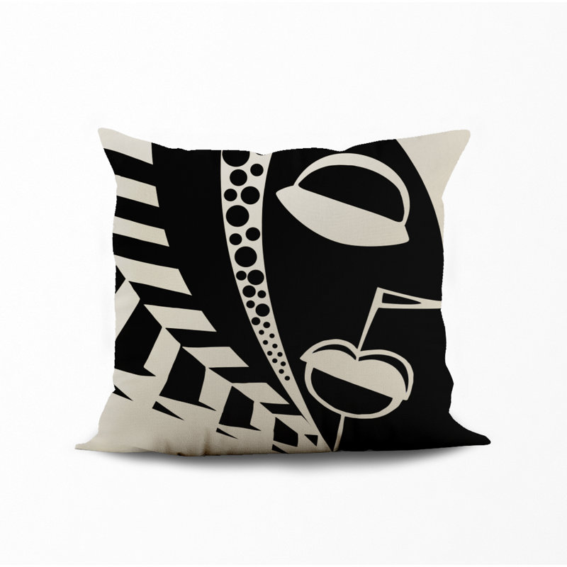 Jeté carré intérieur / extérieur en polyester Ikom, L 17 po x H 17 po, Noir