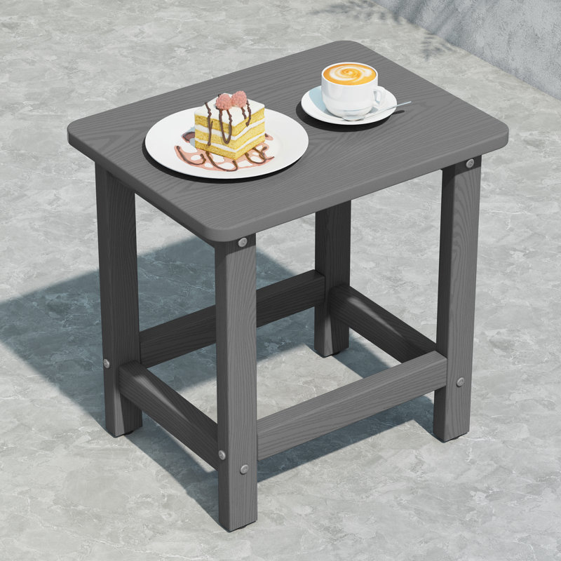 All Weather Poly Adirondack Side Table Patio End Table Weatherproof & Durable, Gray