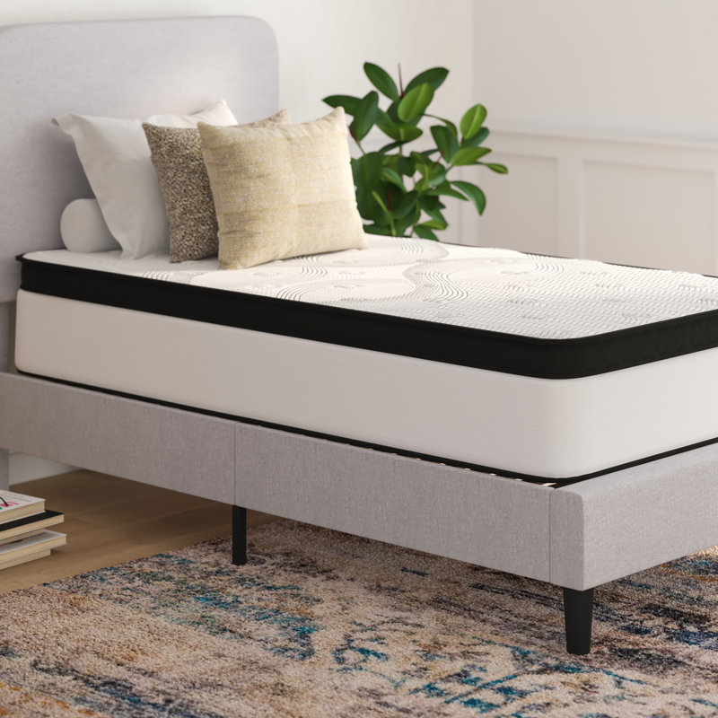 Twin 12" White and Black Innerspring Adjustable Mattress