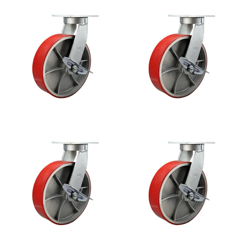 Heavy Duty Poly on Cast Iron Caster, Red