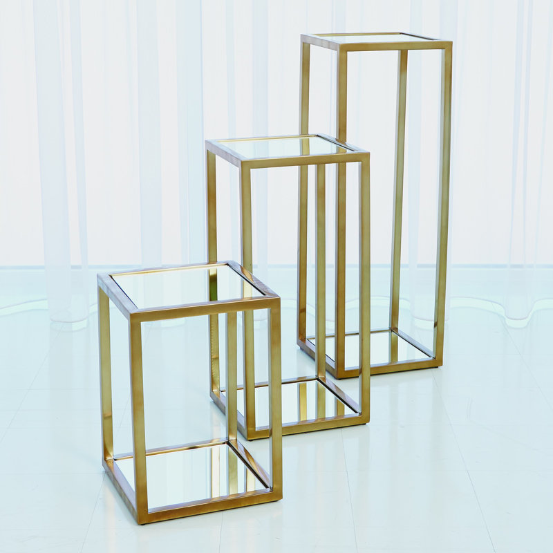 Escher Pedestal/Planter, 30" H x 14" W x 14" D, Brass