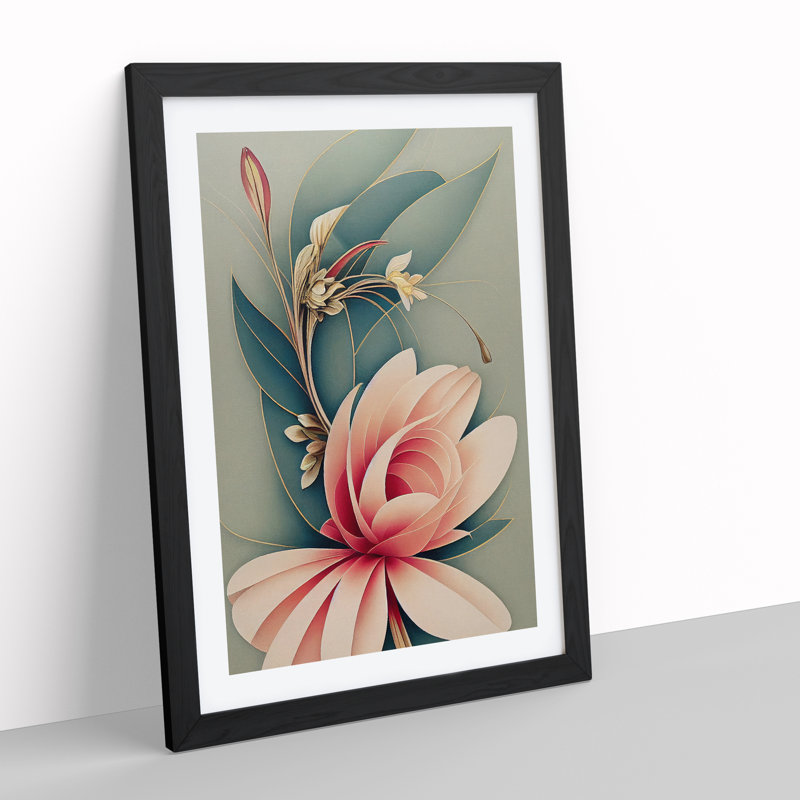 An Astonishing Flower - Single Picture Frame Painting, Black, 64cm H x 46cm W x 2cm D
