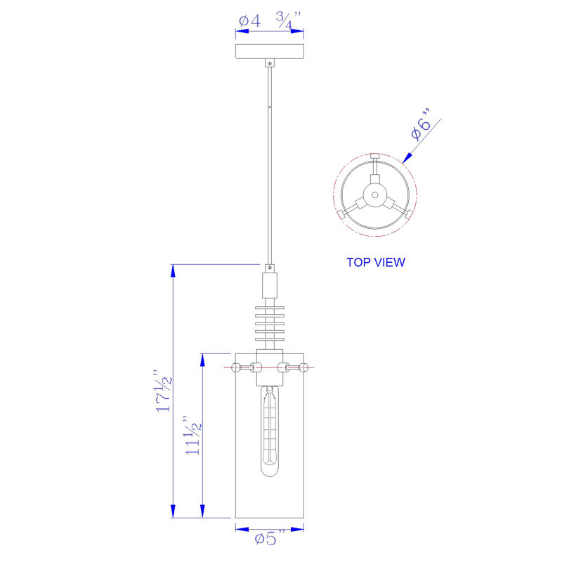 Luminaire suspendu à cylindre simple 1 lumières Conesville