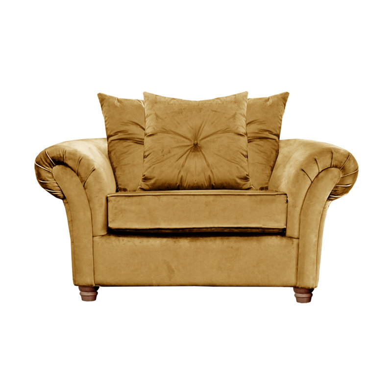 Lila 135cm W Velvet Rolled Arms Loveseat, Mustard
