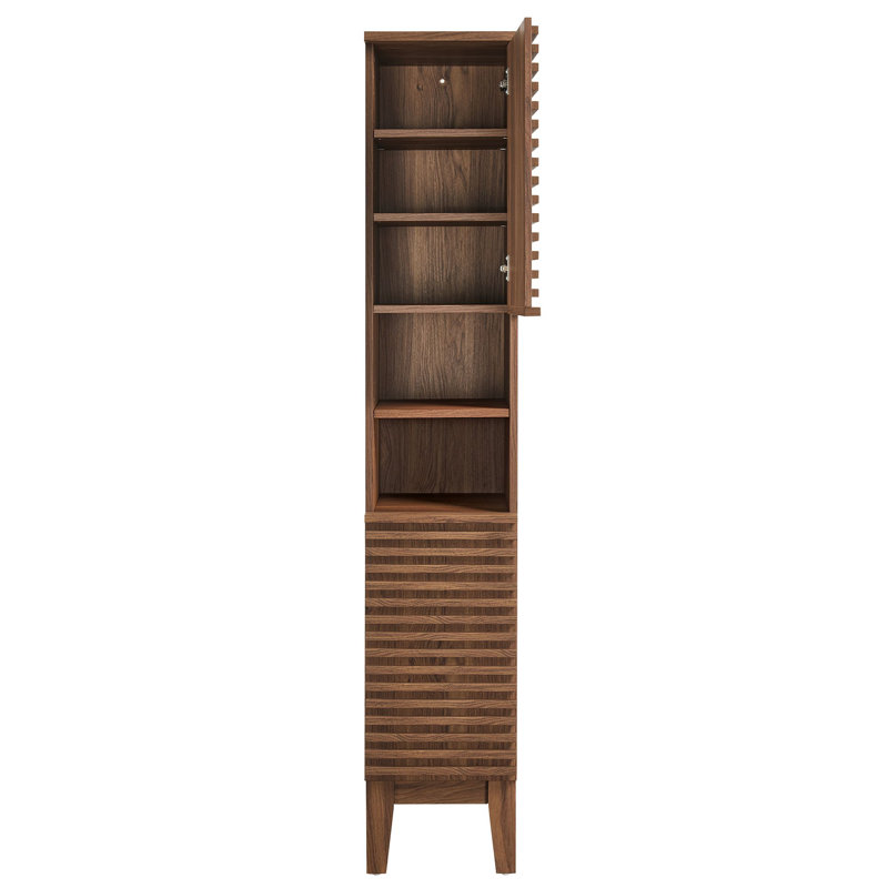 Walnut Tall Freestanding Cabinet with Adjustable Shelves
