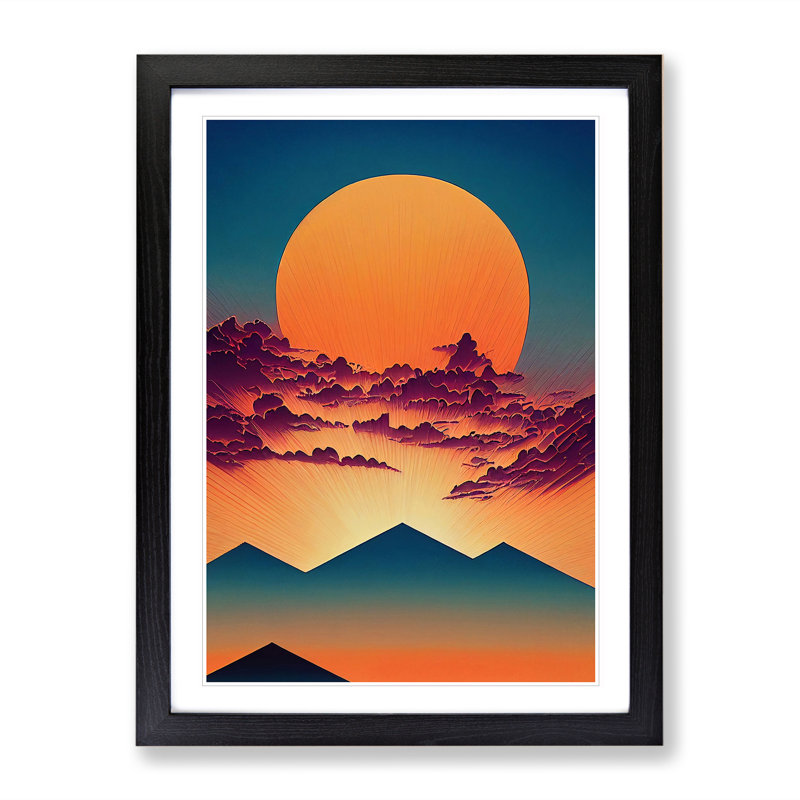 Mountain Sunset - Framed Print, 46cm H x 34cm W x 2cm D, Black
