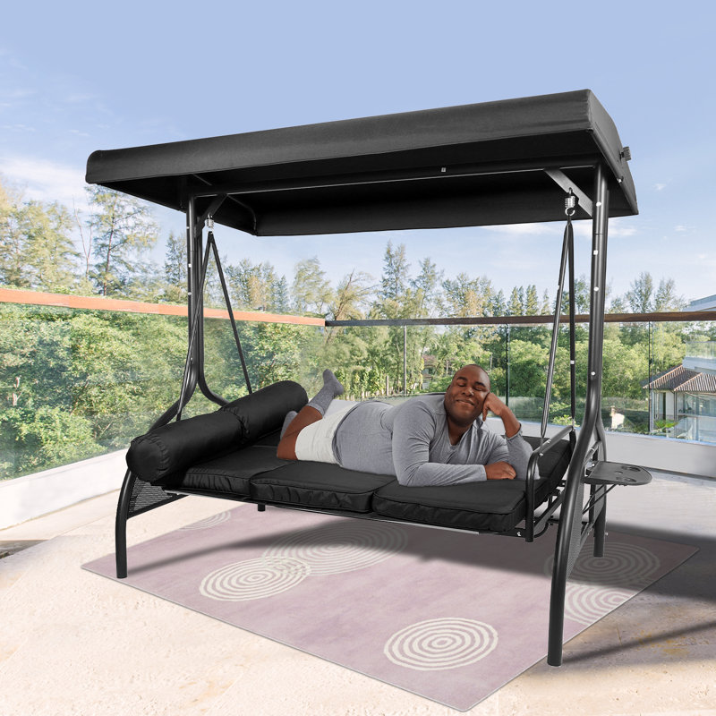 Jordin Porch Swing with Canopy, Black