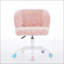 Fauteuil de bureau confortable en poils de lapin artificiel avec fonctions réglables et base en métal robuste, pour les séances de travail prolongées.-475136672