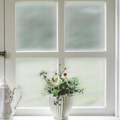Glass Privacy Film, Frosted Window Vinyl, 3d Decorative Window Decals Non Adhesive For Bathroom & Living Room, 35.4x78.7 Inches