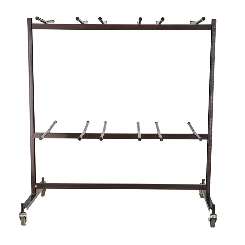 Double-Tier Dark Brown Steel Chair Storage Trolley