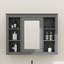 Pharmacie 35 po x 27,5 po, rangement mural pour salle de bain avec miroir, unité contemporaine avec 6 tablettes ouvertes, armoire murale fonctionnelle-741132146