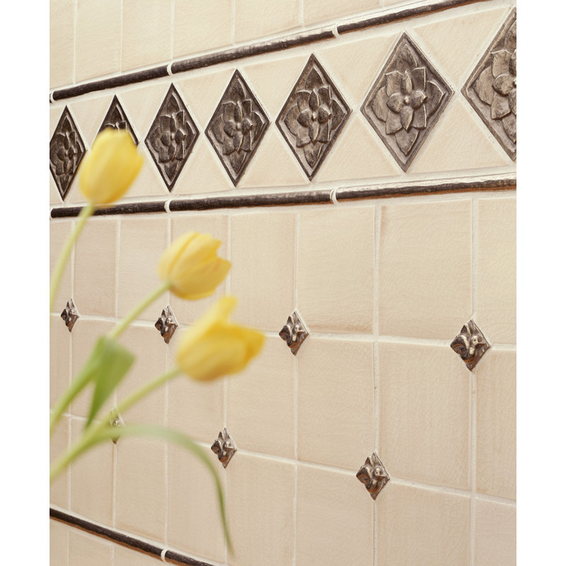 3" x 3" Metal Lotus Decorative Tile Insert, Traditional Bronze