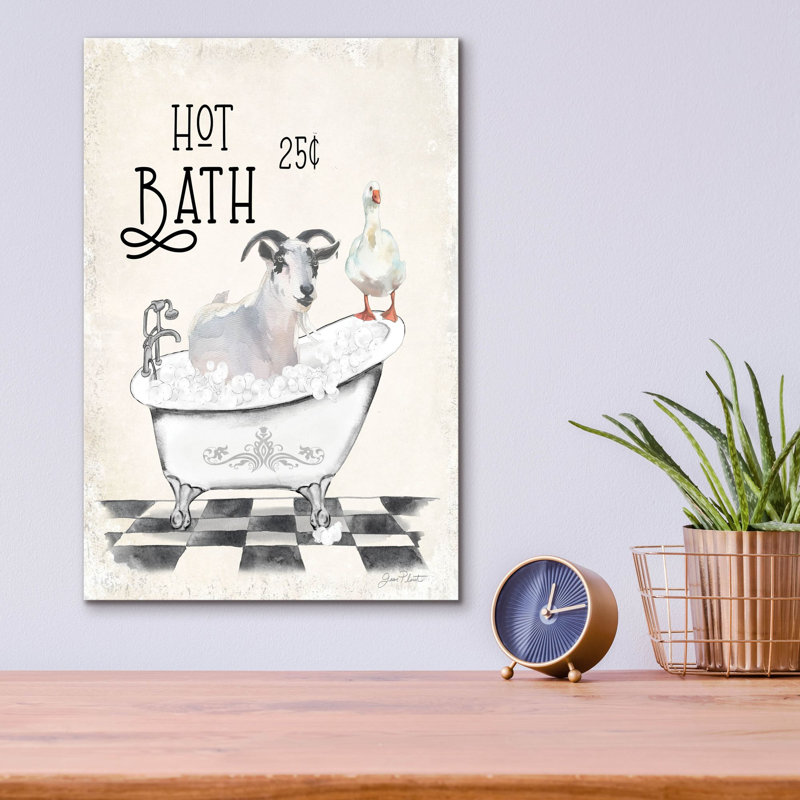 «Farm Animals Bath D» par Jean Plout, art mural en verre acrylique, H 16 po x l 12 po x P 0,13 po
