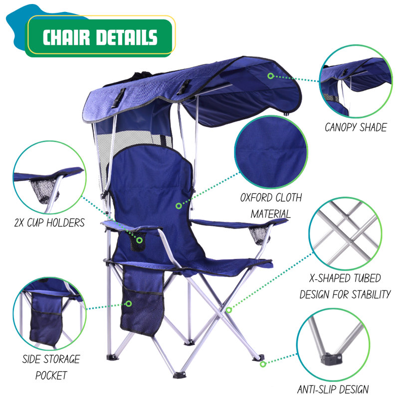 Chaise pliante portative avec abat-jour pour adultes Chaises de plage, Marine