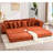 New Orange 107.98" Corduroy Modular With Movable Footstool, Two Handrails Cup Holders, To Bed Modern L Shaped , 4 Seats, Comfortable Seating, A Spacious-632505501