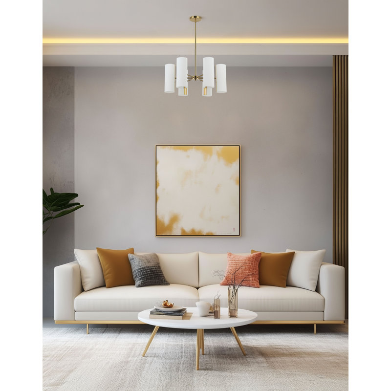 Lustre 6 lumières Cleta, Laiton vieilli