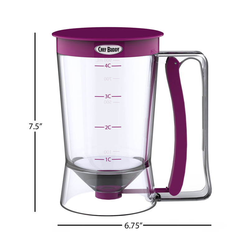 Pancake Batter Dispenser - Batter Dispenser with Squeeze Handle for Waffles, Muffins, and Crepes - Kitchen Gadgets for Baking (Purple)