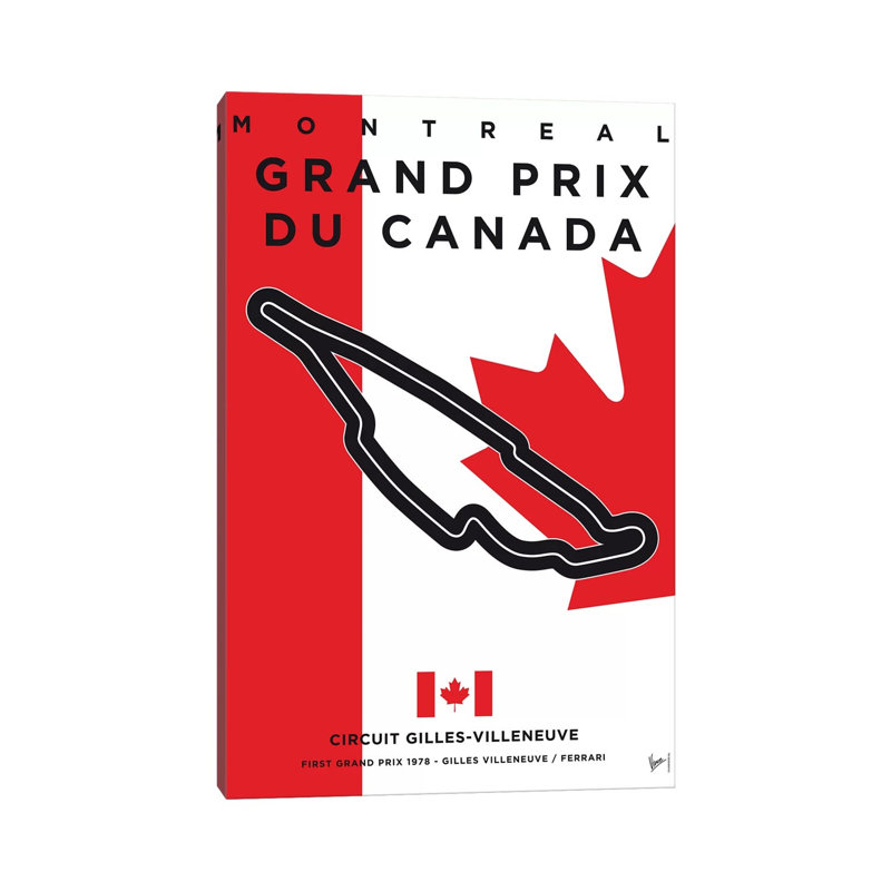 F1 Gilles Villeneuve Race Track Minimal Poster 1 Piece Wrapped Canvas Wall Art, 66.04 cm H x 45.72 cm W x 3.175 cm D