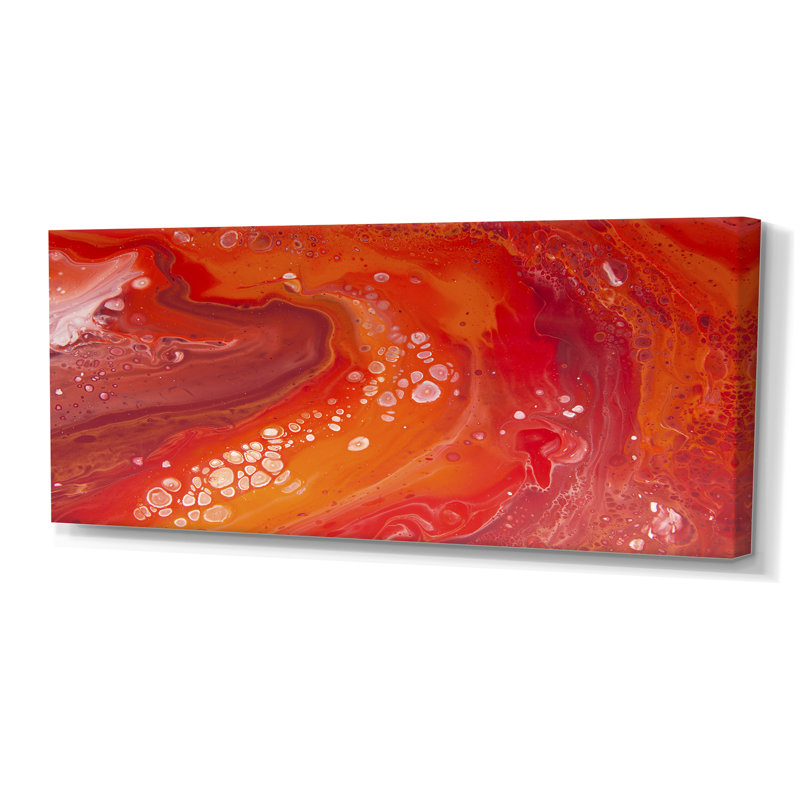 Vibrant Red Marble Landscape - peinture sur toile, H 28 po x l 60 po, Toile tendue