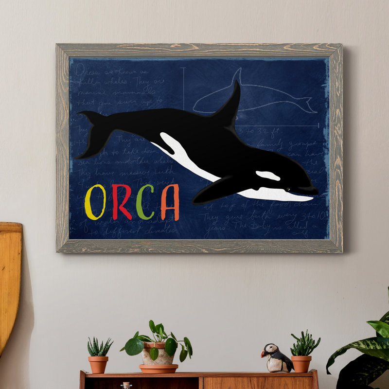 " Orca " Painting Print, 31" H x 44" W x 1" D, Gray