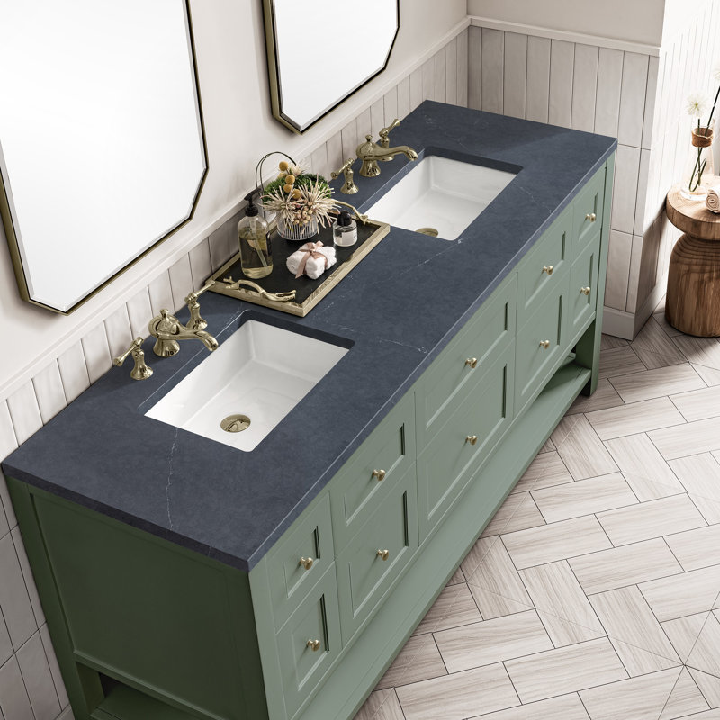 Breckenridge 72'' W Double Vanity, Ethereal Noctis, Smokey Celadon, 8" Widespread