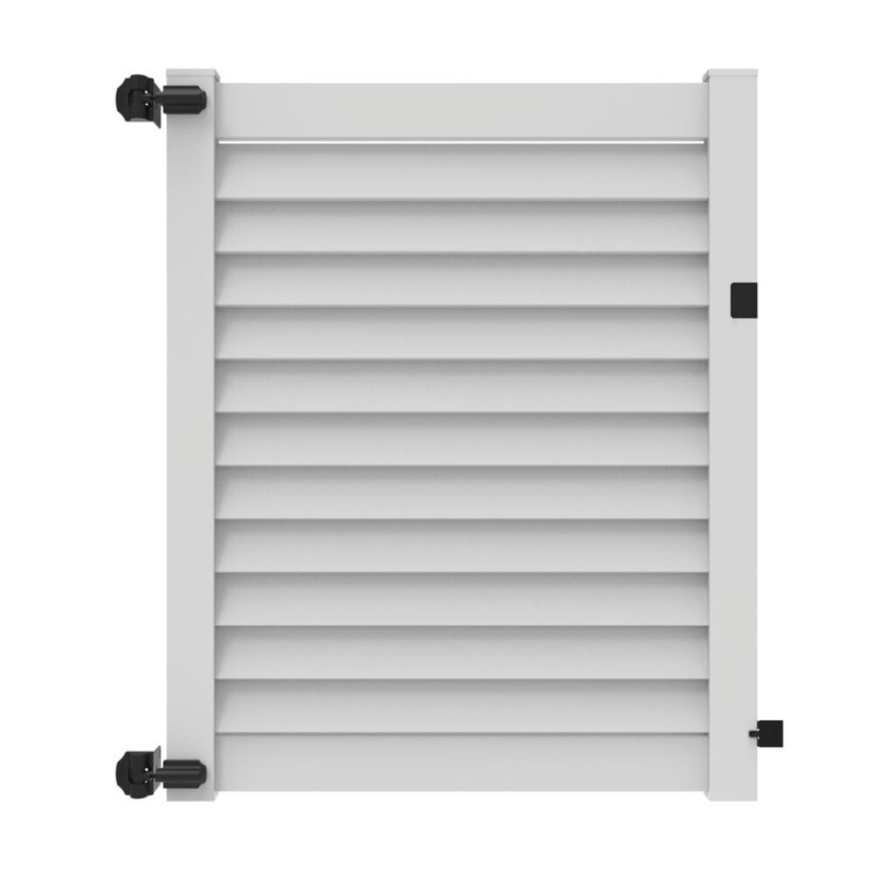 Louvered Vinyl Gate, White, 71.50" H x 58.00" W