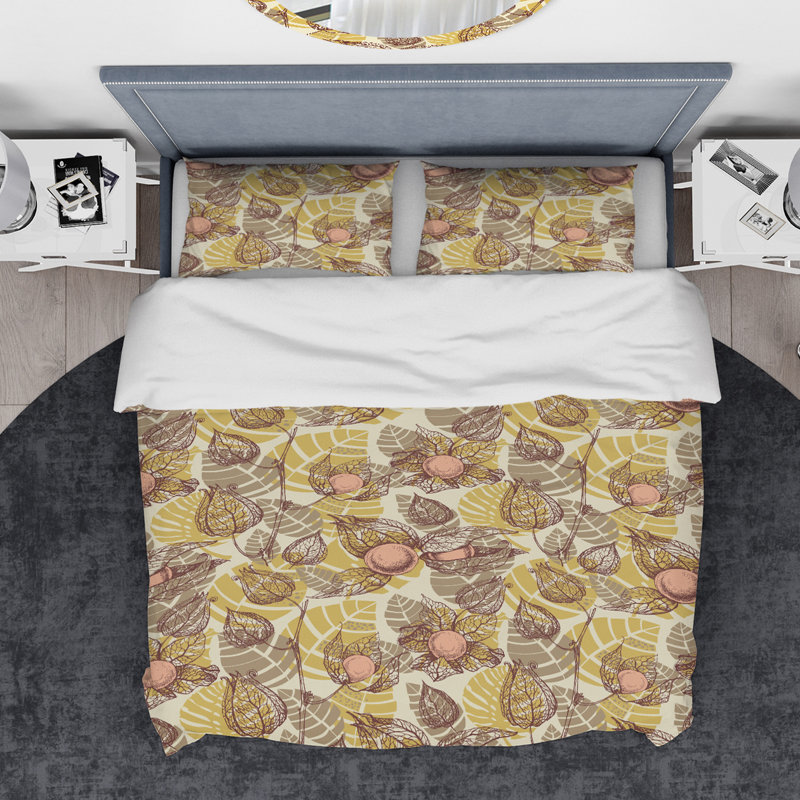 Polyester Floral Duvet Cover Set, Queen Duvet Cover + 2 Shams