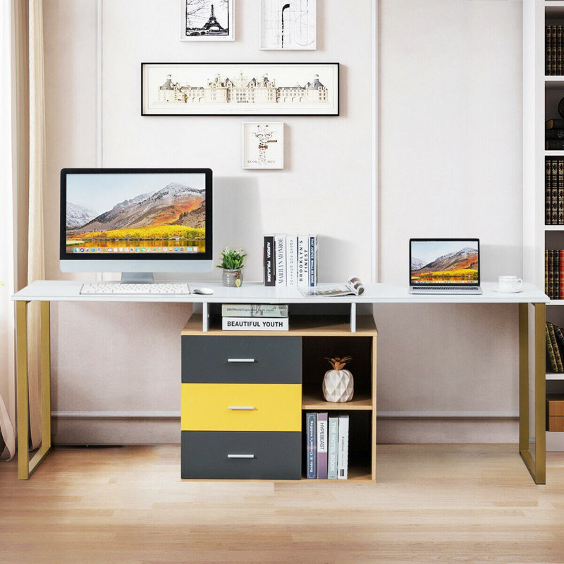 Abeed L-Shaped Metal Base Computer Desk