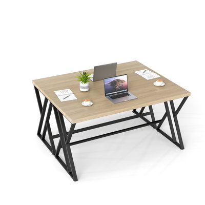 2PCS 59'' Computer Desk Large Industrial Home Office Desk w/Heavy-duty Metal Frame