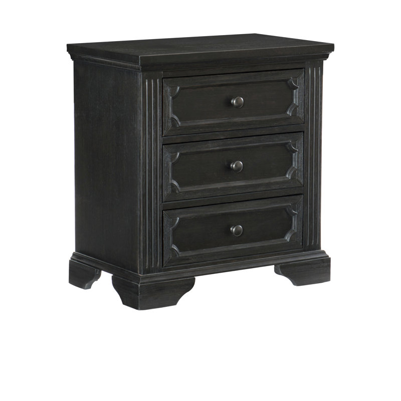 3 tables de chevet de style rustique, gris anthracite pour chambre à coucher chaleureuse, flair et 3 compartiments à tiroirs