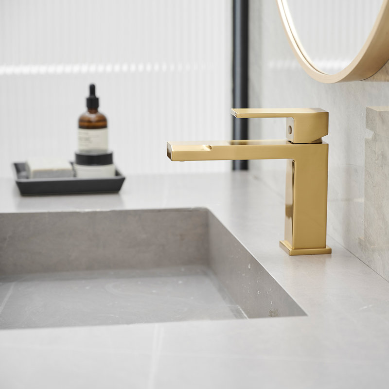 Single-Handle Single-Hole Bathroom Faucet, Brushed Gold