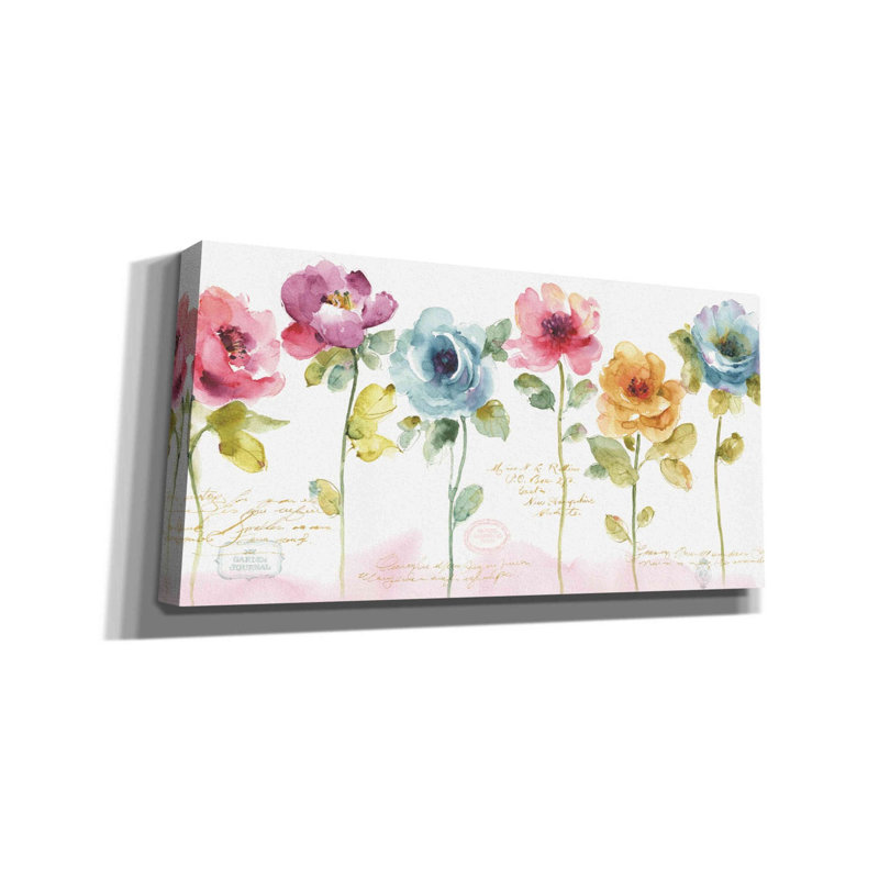 «Rainbow Seeds Loose Floral V» par Lisa Audit, art mural sur toile, H 30 po x l 60 po x P 1,5 po