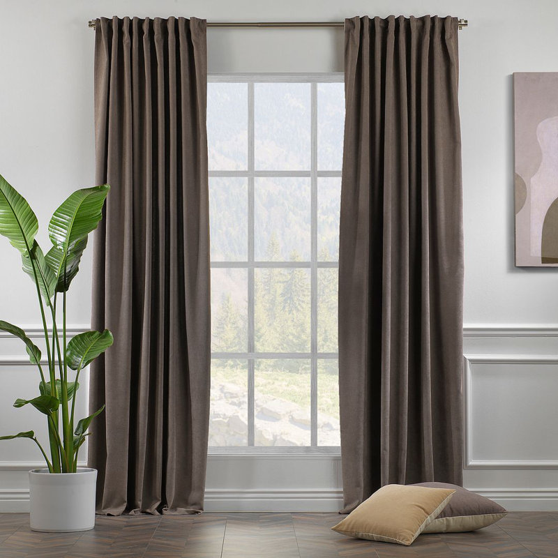 Mashae Faux Velvet Blackout Curtain Pair, 52" W x 168" L