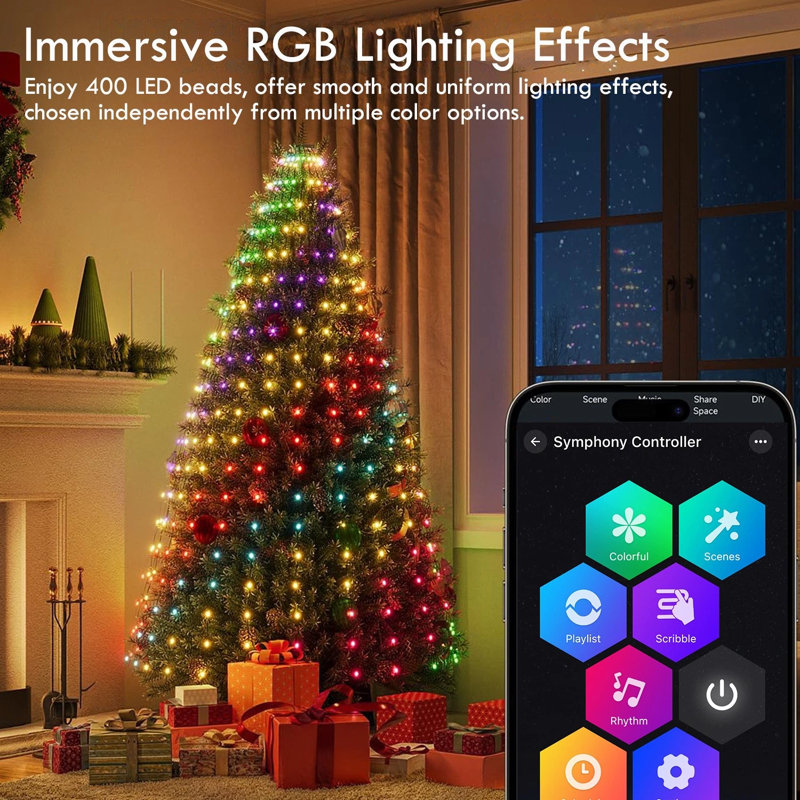 Guirlande de Noël avec guirlande lumineuse 400Led