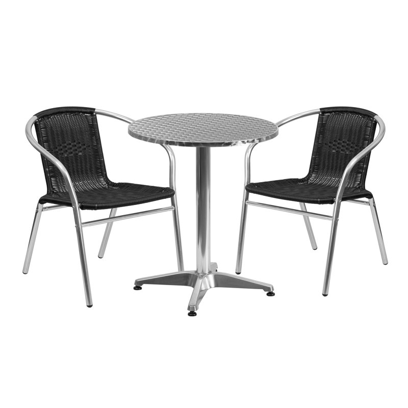 Haverhill Round 3 Piece Bistro Set, 27.25" H x 23.5" W x 23.5" D, Black