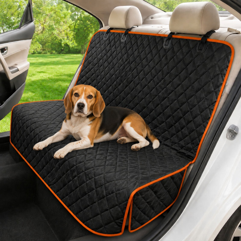 Housse de siège de voiture matelassée imperméable pour siège arrière, Orange