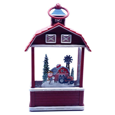 Lanterne de neige bonhomme de neige et tracteur