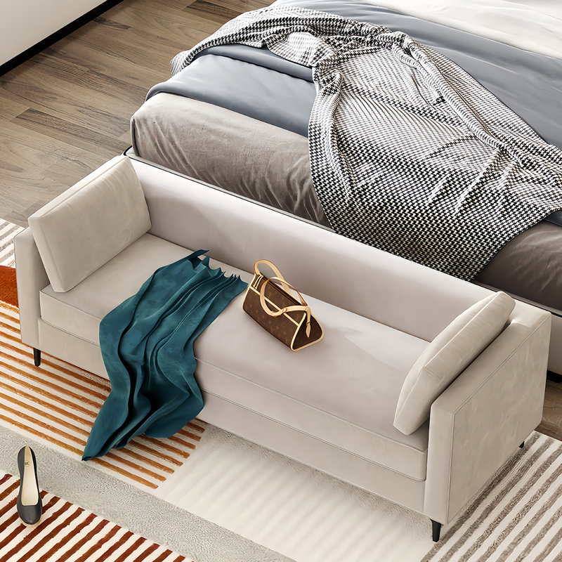 Banc de bout de lit luxueux et moderne, H 20,47 po x l 62,99 po x P 20,47 po