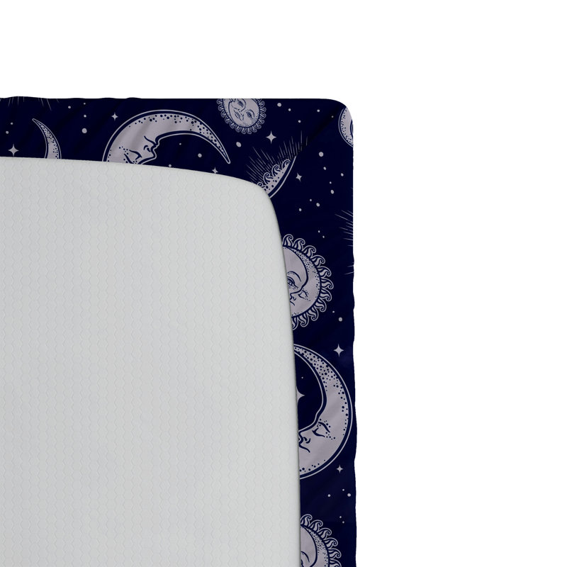 Drap-housse Ambesonne Boho Astrology Sun and Moon Art bleu pâle et indigo, Drap-housse simple TG
