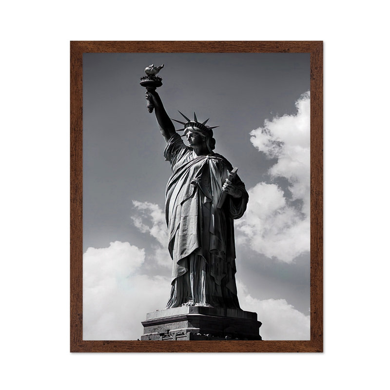 Statue de la liberté, Poster, 11"H x 14"W, Brown Framed
