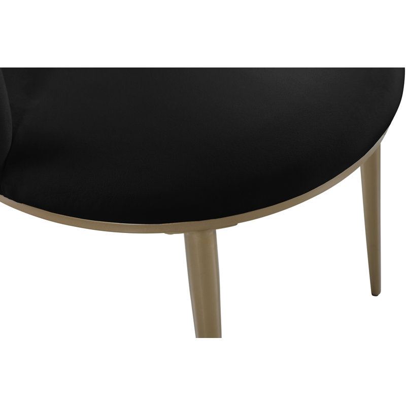 Chaise en velours Skylar, Velours noir, Or brossé