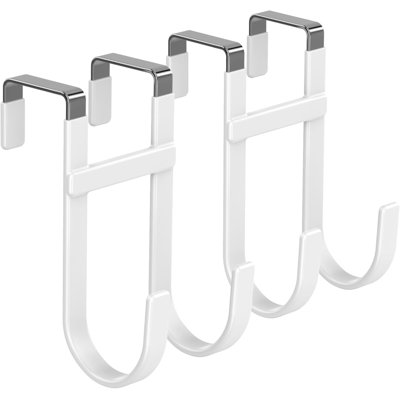 Heavy Duty Over The Door Hooks 2-Pack - Double Hook Design With Stabilizers, 100 Lb Capacity Each, Soft Rubber Coated For Door Protection, Fits 1.2-1.4 Inch Doors