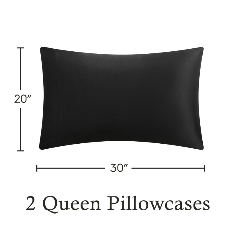 Satin Pillowcases, Queen Pillowcase, Black