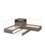 Lit simple d'angle en forme de L avec lit gigogne et rangement, lit plateforme 3 en 1 avec armoires et bureau, lumière DEL intégrée-426962527
