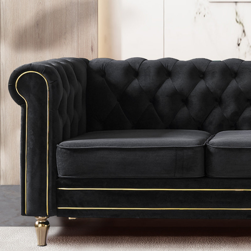Canapé Chesterfield Crystie, Noir