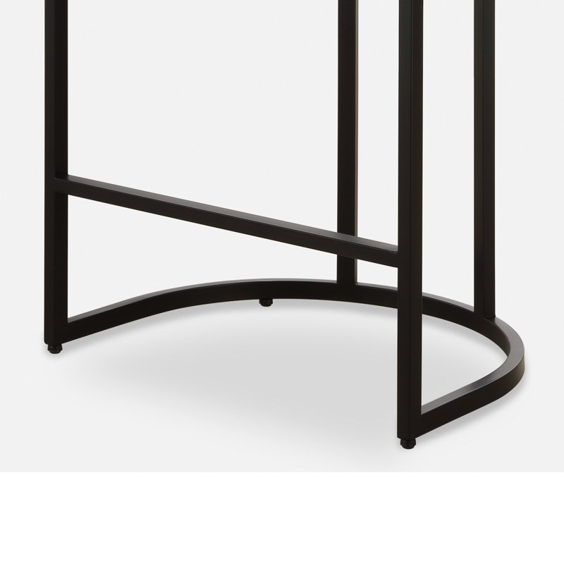 Tabouret à hauteur de comptoir Gyn, tissu performant, base en porte-à-faux, Blanc / noir