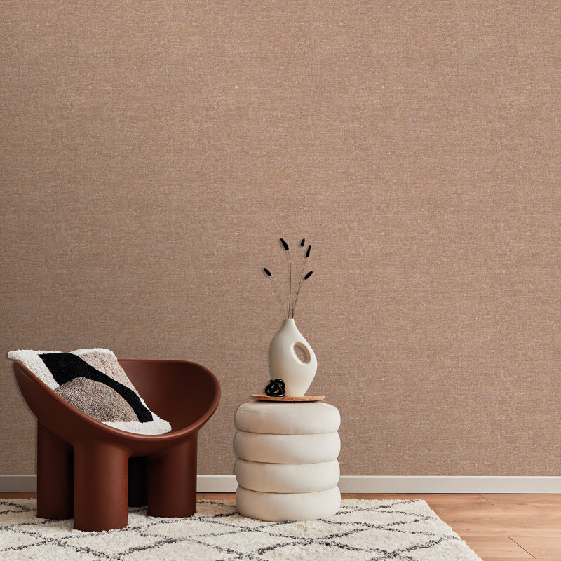 Papier peint texturé imitation chanvre, Brun caroube