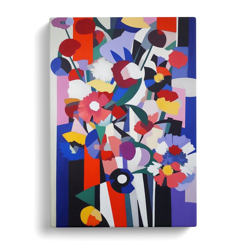 Colourful Flowers Bauhaus - Wrapped Canvas, 50cm H x 35cm W x 3cm D