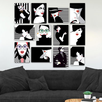 Superbe ensemble d'art mural décoratif en panneau de fibres à densité moyenne (12 pièces), 7,9 po x 5,9 po chacune | 100% panneau de fibres à densité moyenne, épaisseur: 0,1 pouce | Parfait pour la décoration intérieure, le salon et la chambre à coucher - Design élégant et polyvalent pour rehausser tout espace